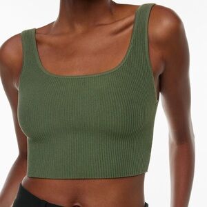 Aritzia Babaton Sculpt knit squareneck cropped tank - GREEN - Size XS
